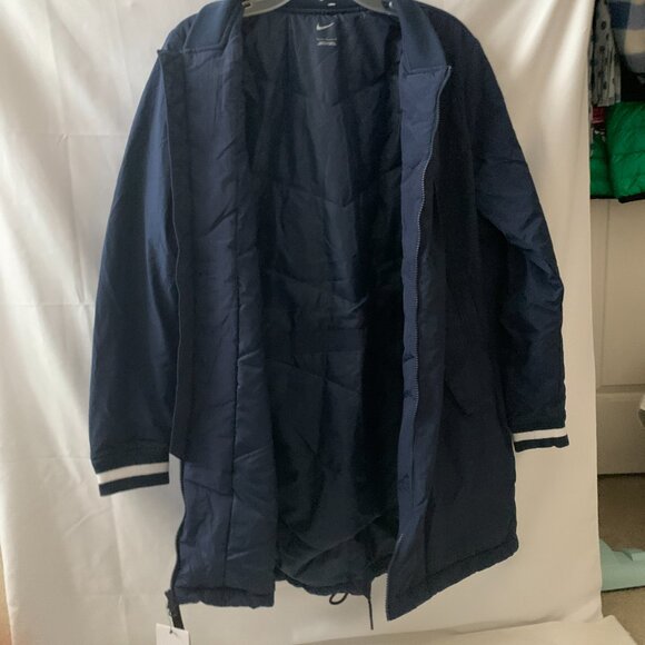 NIKE Dugout Long Full Zip Parka Jacket in Navy/White Sz LARGE - Picture 4 of 9